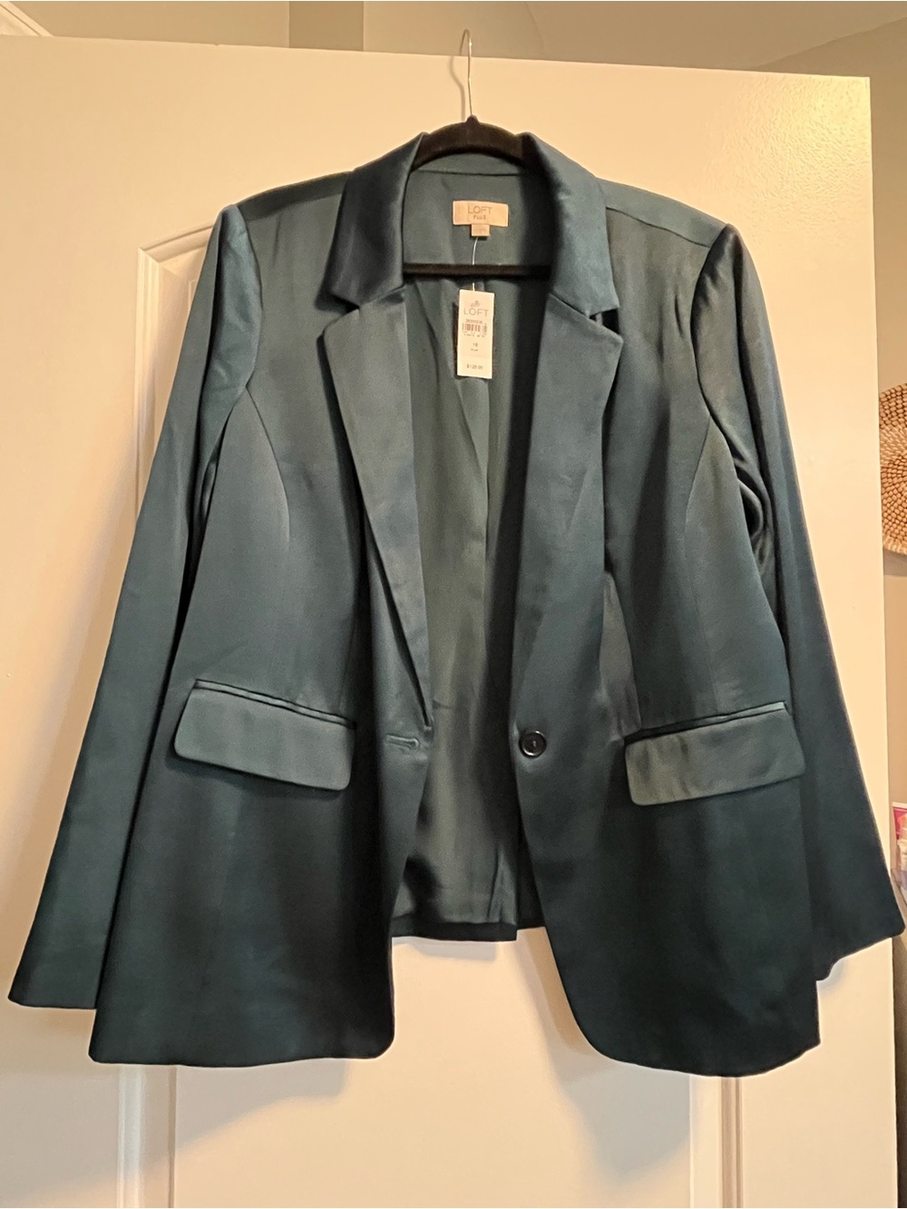 LOFT Teal Satin Single-Button Blazer
